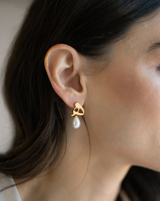 Calligraphed Initial Earring ھ